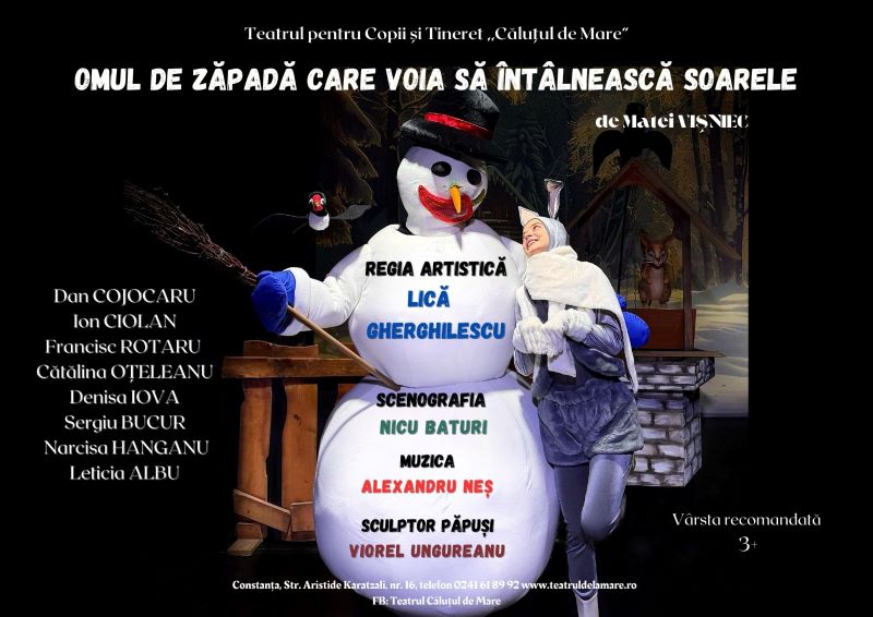 Premiera spectacolului cu un om de zăpadă în căutarea soarelui, la teatrul pentru copii. Premiera spectacolului cu un om de zăpadă în căutarea soarelui, la teatrul pentru copii.