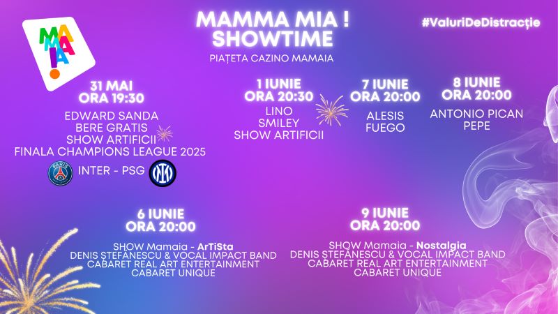 Vara începe la Mamaia cu „Valuri de Distracție”: concerte și artiști renumiți în Piațeta Cazino! Vara începe la Mamaia cu „Valuri de Distracție”: concerte și artiști renumiți în Piațeta Cazino!