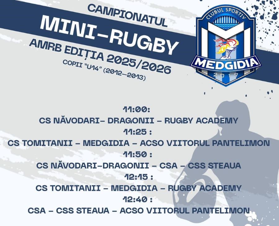 Competiție de rugby pentru juniorii U14, organizată la Medgidia Competiție de rugby pentru juniorii U14, organizată la Medgidia